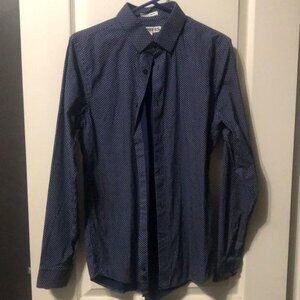 Express men’s extra slim fit navy long sleeve button down gently used size M